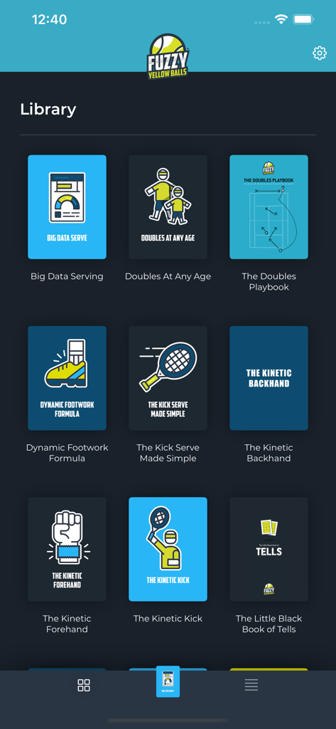 Fuzzy Yellow Balls - Library of tennis instructional courses and training programs within the Fuzzy Yellow Balls app