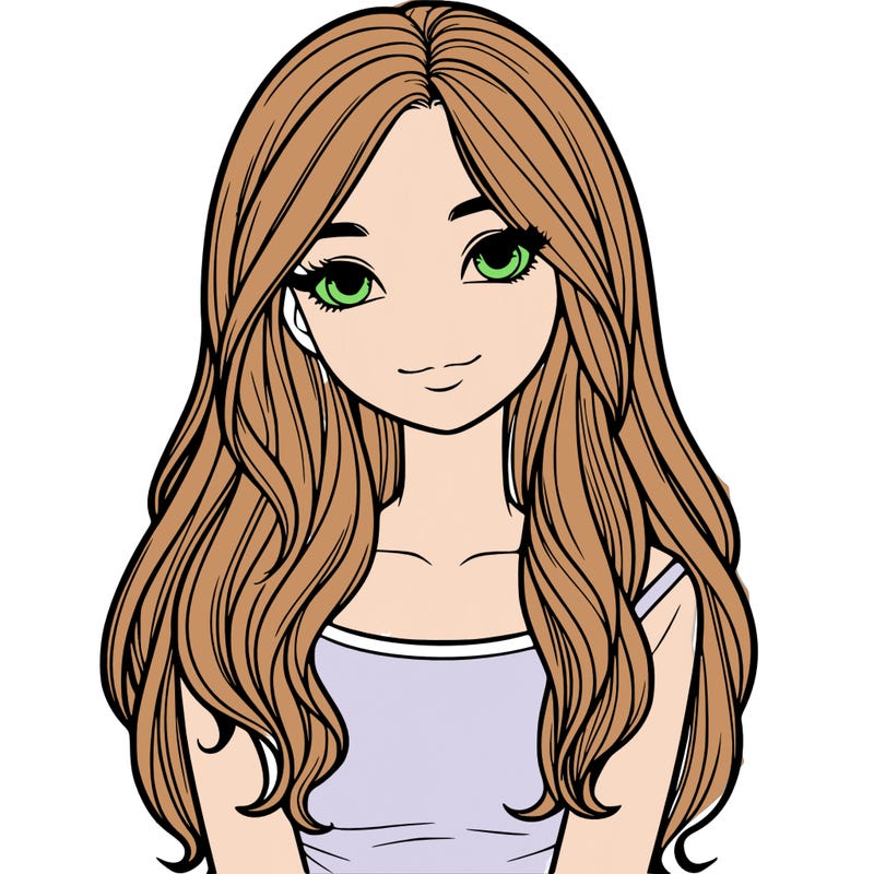 realistic girl with long hair