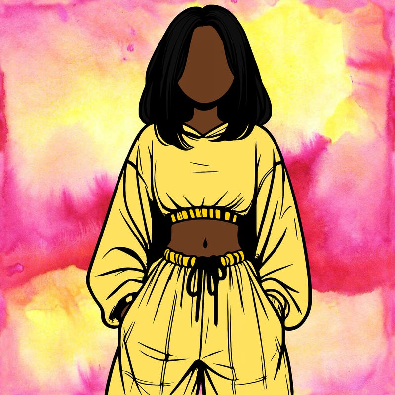 realistic girl faceless with baggy pants and a crop top
