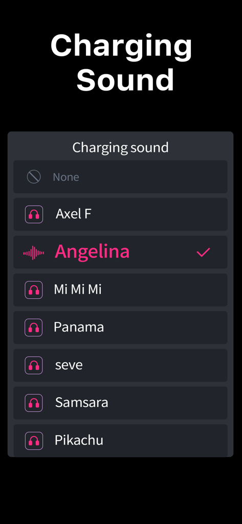 Charging Animation - Lista de sonidos de carga personalizados disponibles en la aplicación, incluidas canciones pop y efectos de sonido de anime