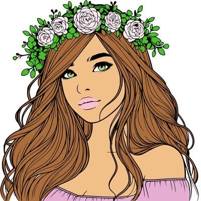 realistic girl with flower crown