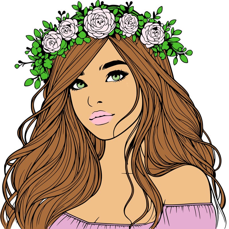 realistic girl with flower crown