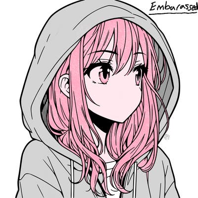 manga girl in hoodie