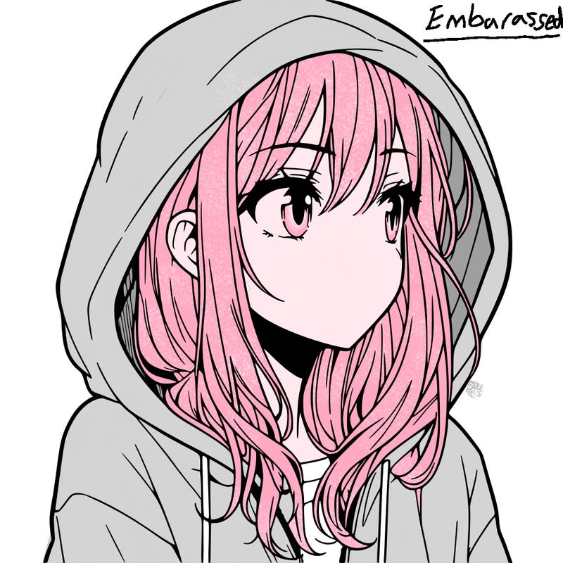 manga girl in hoodie