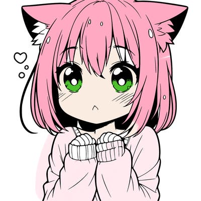 shy anime catgirl