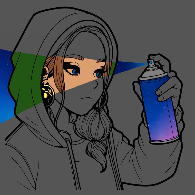 a realistic girl, spray painting