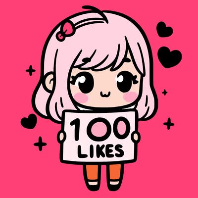 cute girl holding up a sign that says 100 likes