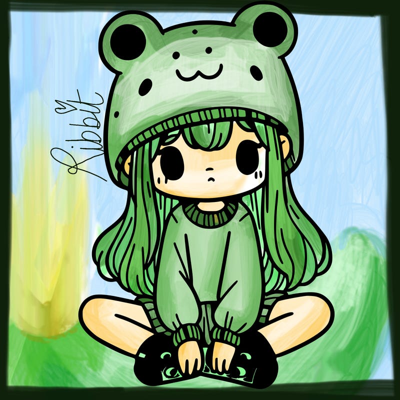 a girl wearing a frog hat and some frog socks
