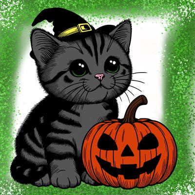 halloween realistic kitten