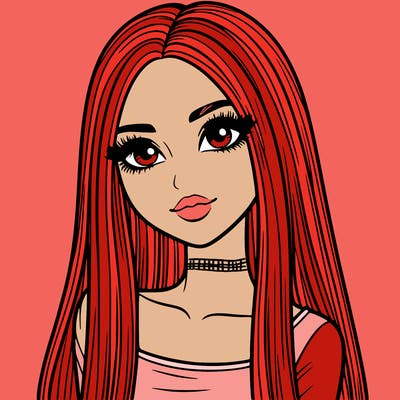 realistic girl with straight and long hair