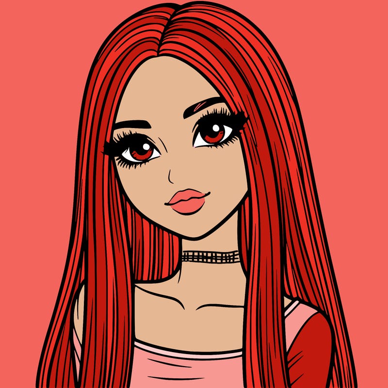 realistic girl with straight and long hair