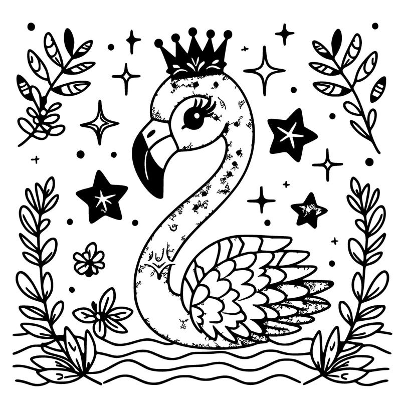 flamingo glitter background with crown