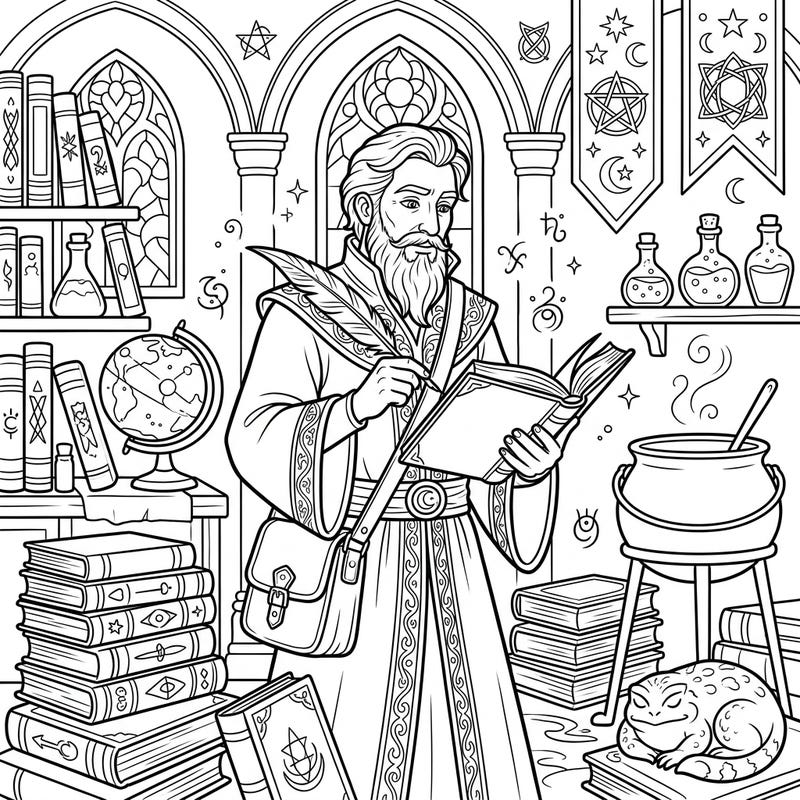 Dive into a world of arcane learning with this captivating warlock back-to-school coloring page. Perfect for celebrating the academic year with a touch of magic, this design is ready for your creative flair.