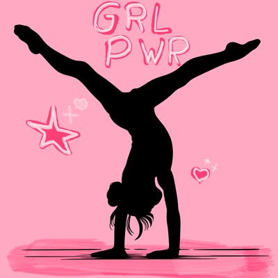 realistic gymnastic hand stand girl in four splits