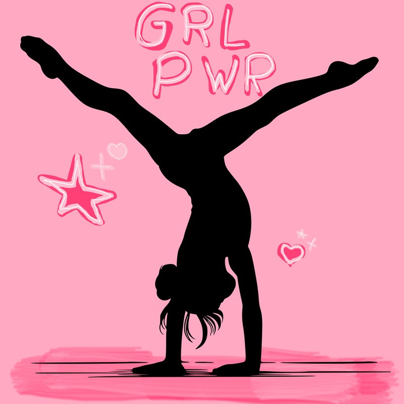 realistic gymnastic hand stand girl in four splits