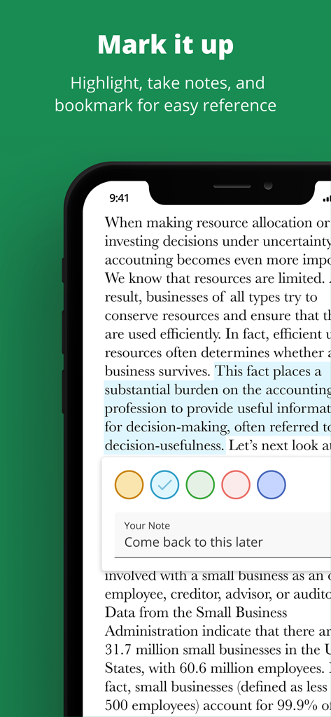 Wiley Reader - Wiley Reader app interface displaying text highlighting and note-taking features for students and professionals