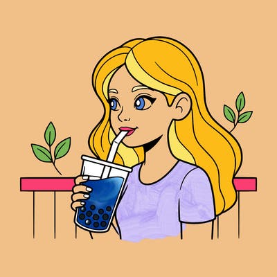 girl drinking boba , tea