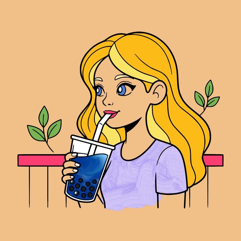 girl drinking boba , tea