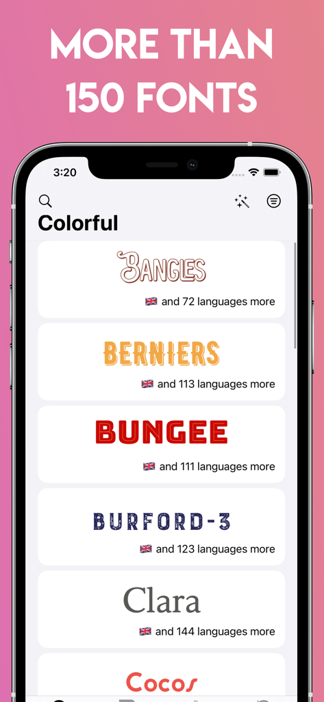Fancy Fonts for Stories - Smartphone screen displaying a selection of various creative and colorful font styles for social media stories