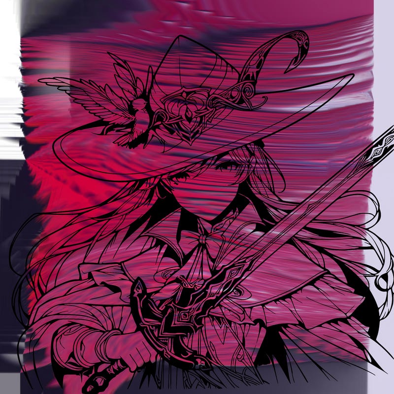 a realistic fantasy manga queen witch with a sword