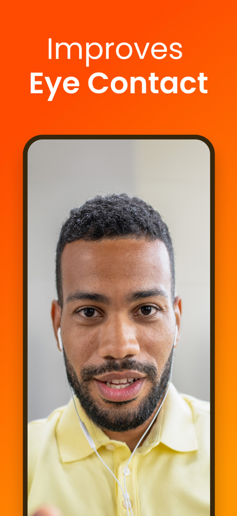 Teleprompter for Video - A man demonstrating the eye contact improvement feature on the Teleprompter for Video app