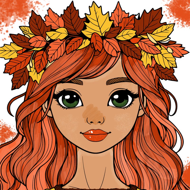realistic girl with fall leaf crown