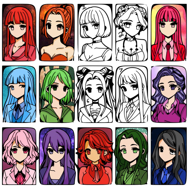 girls that look diffrent anime