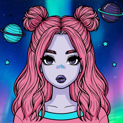 realistic girl with space buns