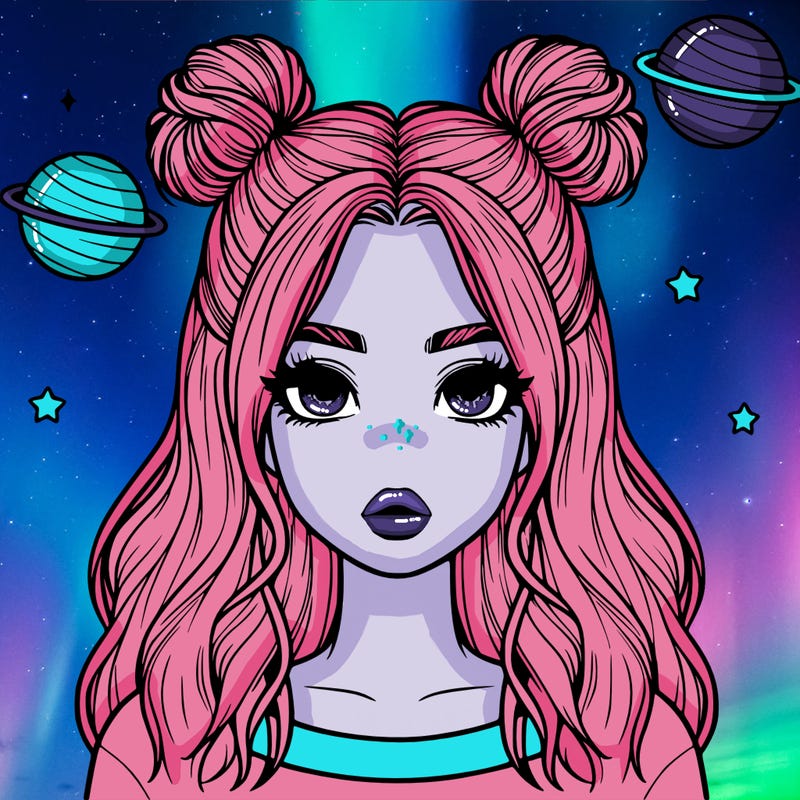 realistic girl with space buns