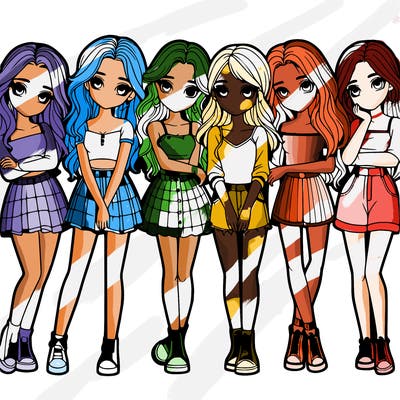 a group of girls realistic