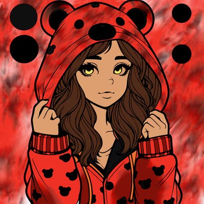 realistic girl in a animal pjs hoodie