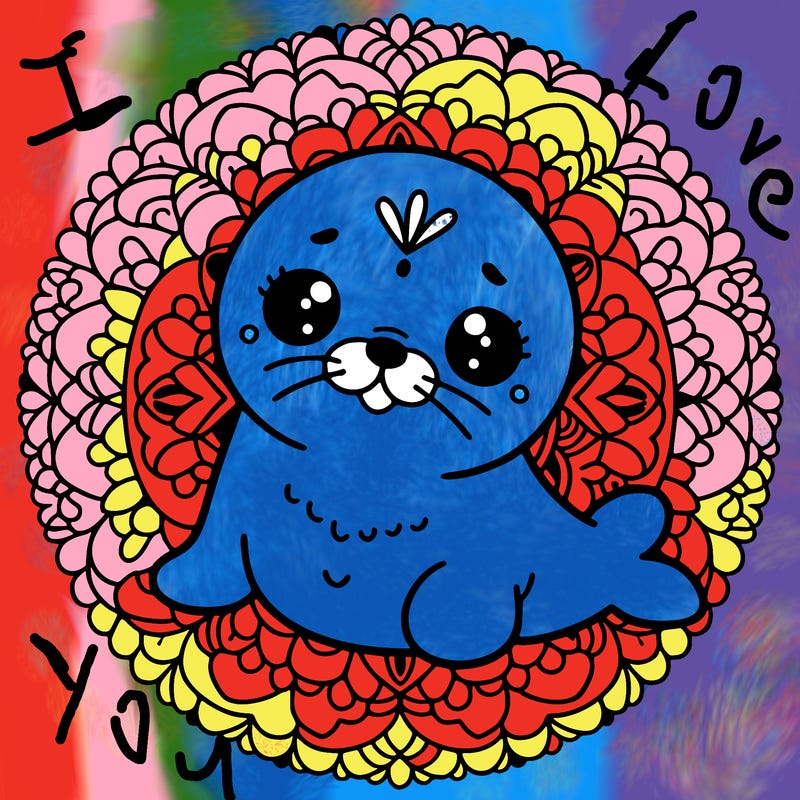 a cute baby seal mandala