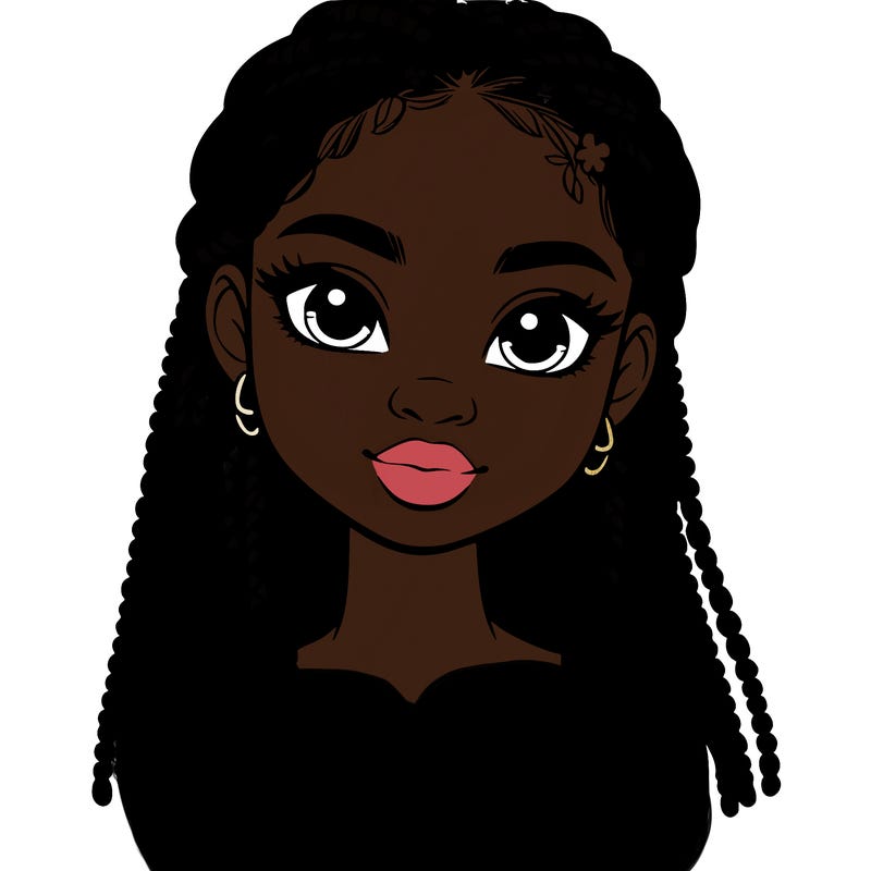 a realistic black girl with braids