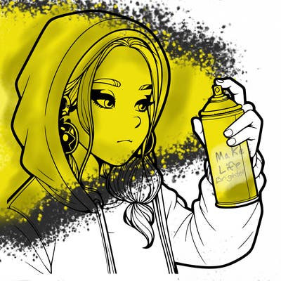 a realistic girl, spray painting