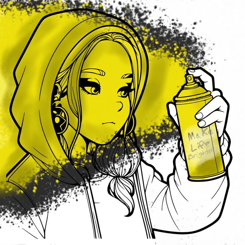 a realistic girl, spray painting