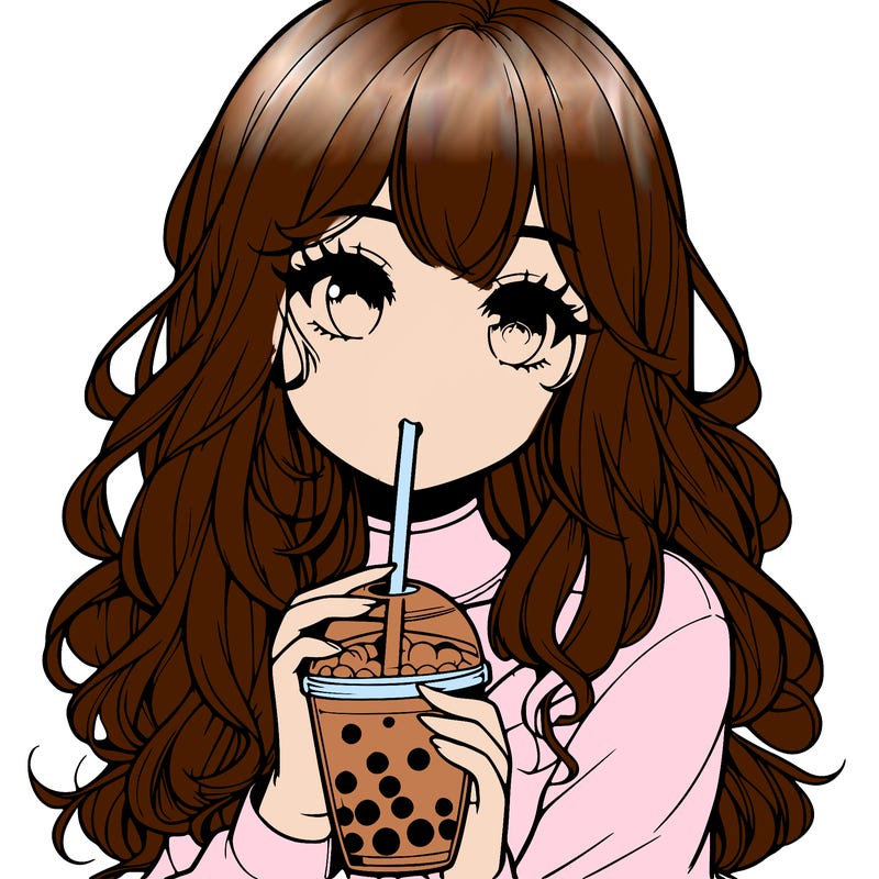 realistic girl drink a boba