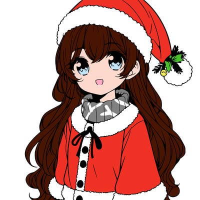 cute anime girl in santa outfit