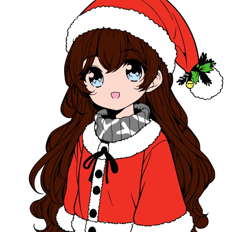cute anime girl in santa outfit