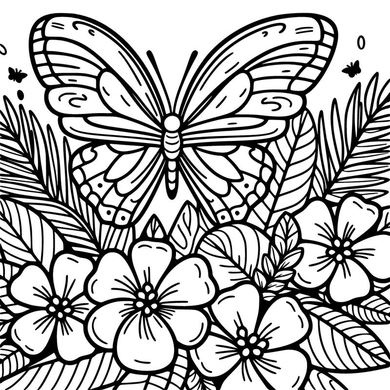 butterfly and hawaiian flowers