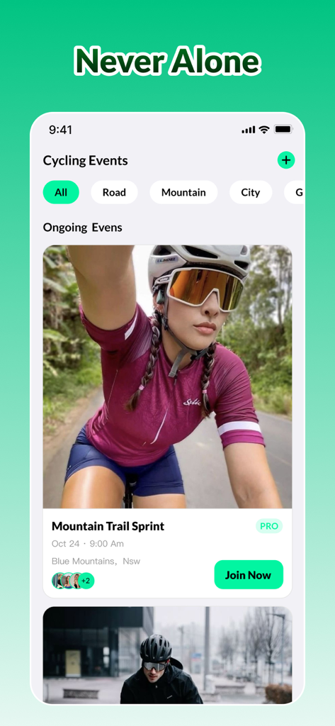 Yeka - Yeka app showing social cycling events and mountain trails