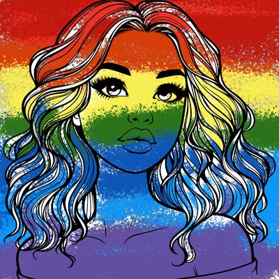 realistic girl with wavy hair and lips