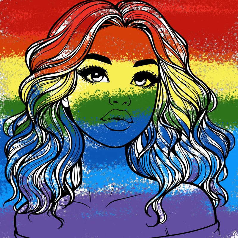 realistic girl with wavy hair and lips