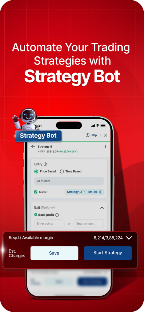 Mobile interface of the Kotak Neo Strategy Bot for automating stock trading strategies