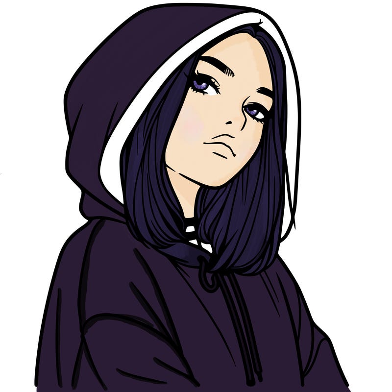 a realistic girl in a hoodie