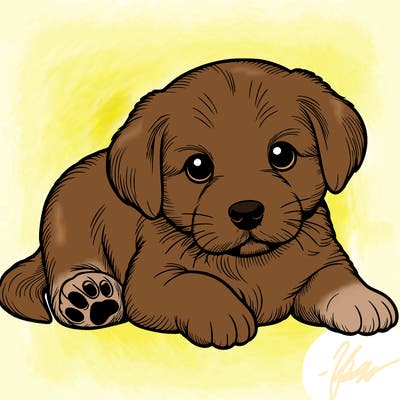 a cute realistic puppy