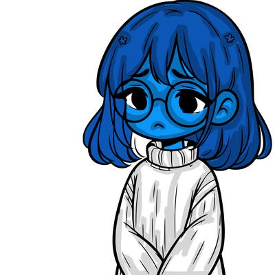 sad girl with glasses in a sweater