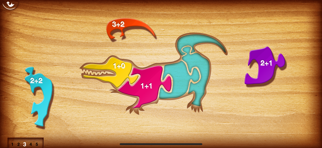 1 + 2 = 3 Jungle Puzzle - Jeu de puzzle d'addition en forme de crocodile pour enfants