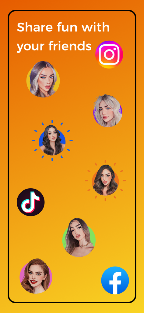 Portrait Art - Toon Profile - Cartoon avatars with social media icons for sharing with friends