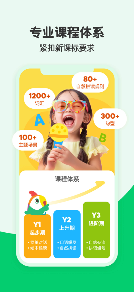 Jiliguala app screenshot displaying its professional multi-level curriculum system for early childhood education