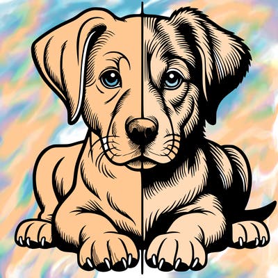 realistic dog split picture